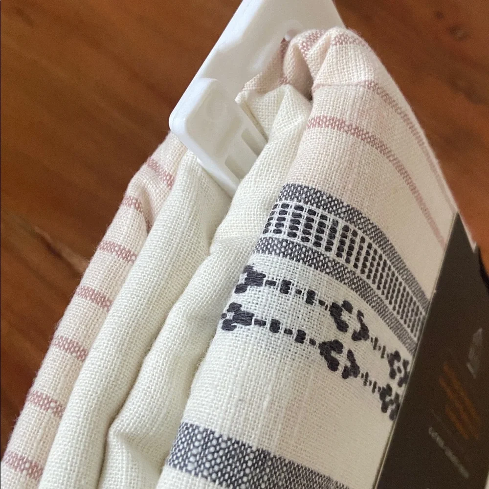 Hearth & Hand cream & mauve shower curtain fringe 72 x 72 inch bathroom decor